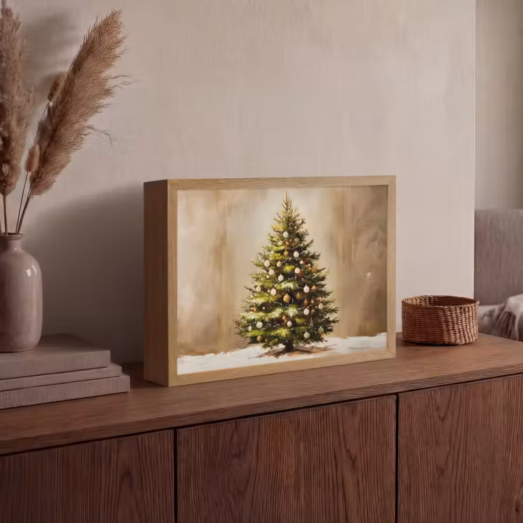Kerst - Sfeer - Groen Light Box met batterij (Wandlamp) middel -sfeer2