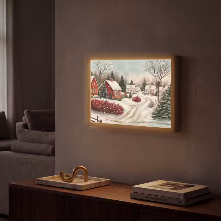 Kerstsfeer - Landelijk - Rood Light Box met batterij (Wandlamp) middel -sfeer1