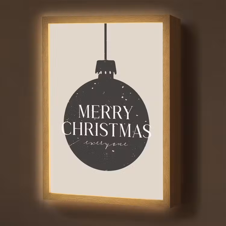 Kerstballen - Japandi - Christmas - Zwarte kerstballen Light Box met batterij (Wandlamp) middel -z3d_website