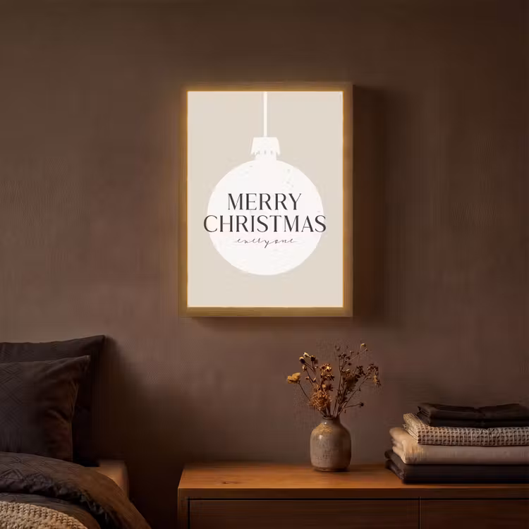 Christmas - Kerstballen - Japandi - Witte kerstballen Light Box met batterij (Wandlamp) middel -sfeer4