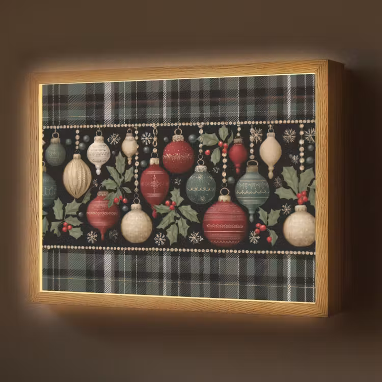 Kerstballen - Rood - Hulsttakken - Patroon Light Box met batterij (Wandlamp) middel -z3d_website
