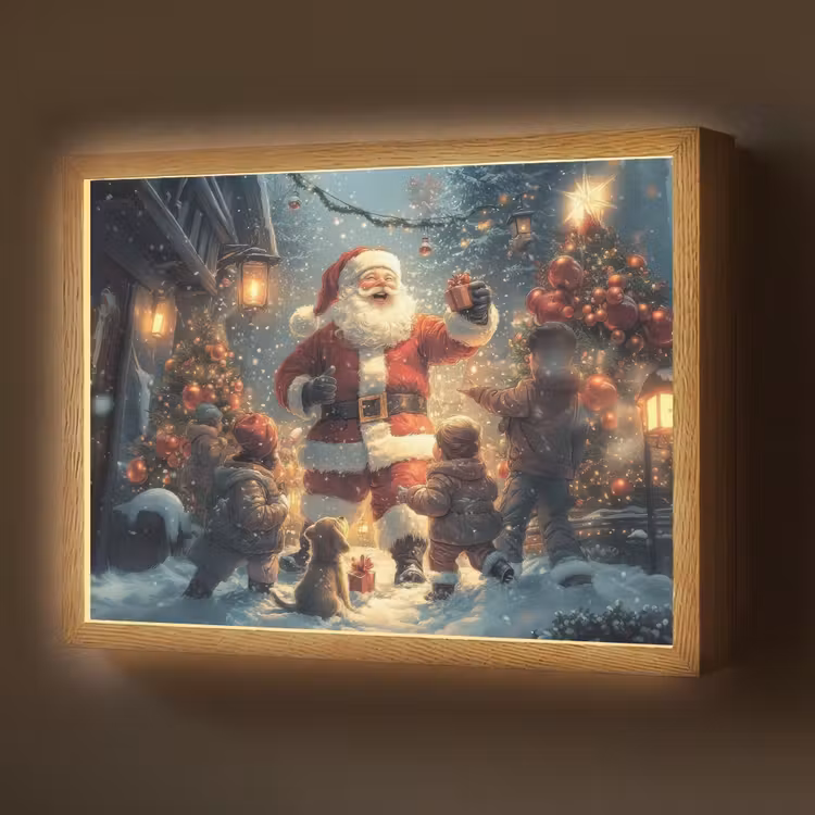 Kerstvreugde - Sneeuw - Kleurrijk Light Box met batterij (Wandlamp) middel -z3d_website
