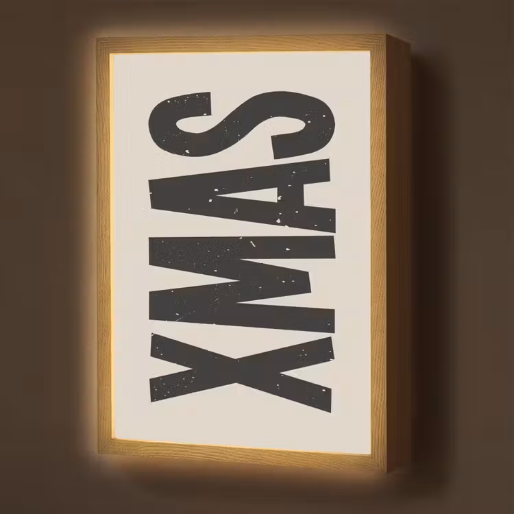 Kerst - Christmas - Japandi - Beige Light Box met batterij (Wandlamp) middel -z3d_website