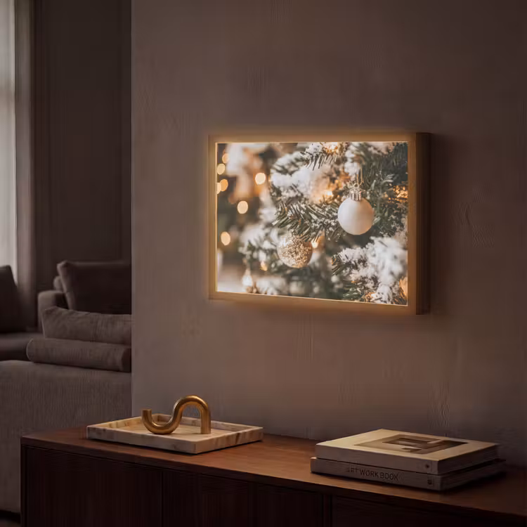 Kerst - Kerstboom - Winter - Binnen - Sneeuw Light Box met batterij (Wandlamp) middel -sfeer1