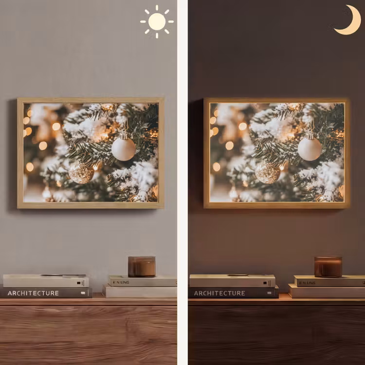 Kerst - Kerstboom - Winter - Binnen - Sneeuw Light Box met batterij (Wandlamp) middel -sfeer3