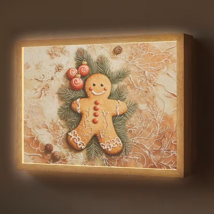 Kerstmis - Koekje - Poppetje - Speculaas Light Box met batterij (Wandlamp) middel -z3d_website