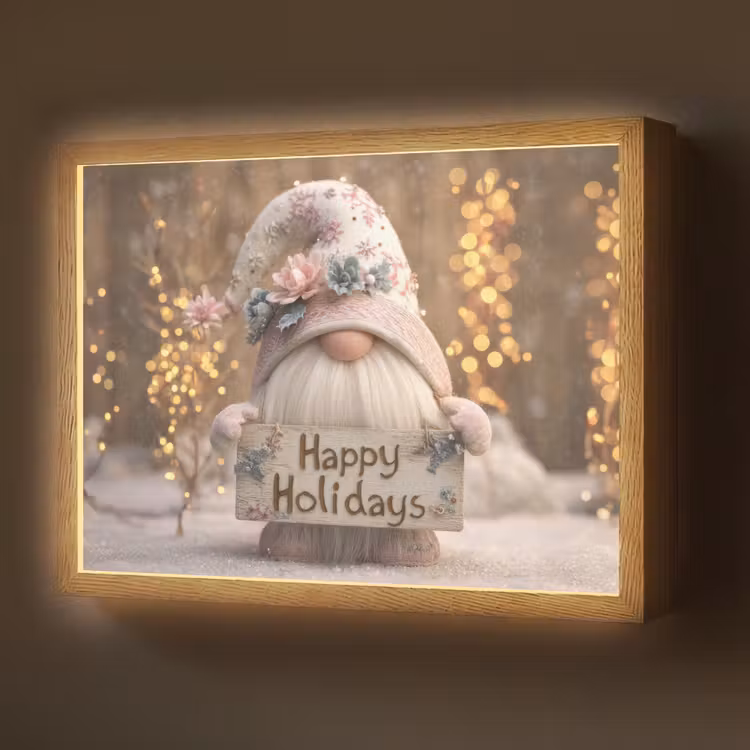 Kerst - Gnome - Bord - Kleurrijk Light Box met batterij (Wandlamp) middel -z3d_website