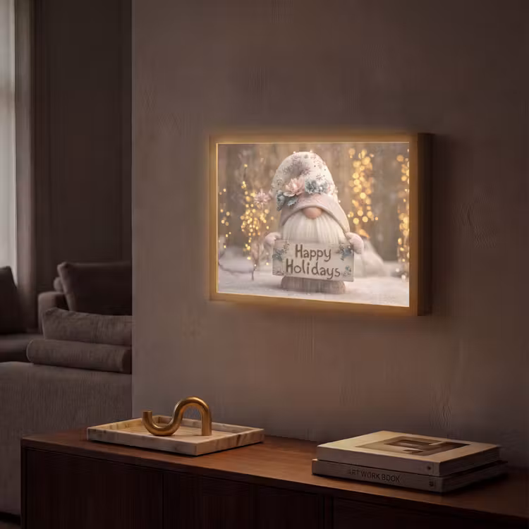 Kerst - Gnome - Bord - Kleurrijk Light Box met batterij (Wandlamp) middel -sfeer1