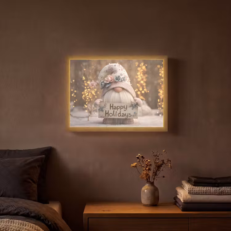 Kerst - Gnome - Bord - Kleurrijk Light Box met batterij (Wandlamp) middel -sfeer4