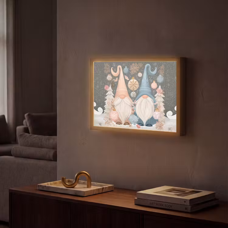Kerst - Gnomen - Pastel Light Box met batterij (Wandlamp) middel -sfeer1