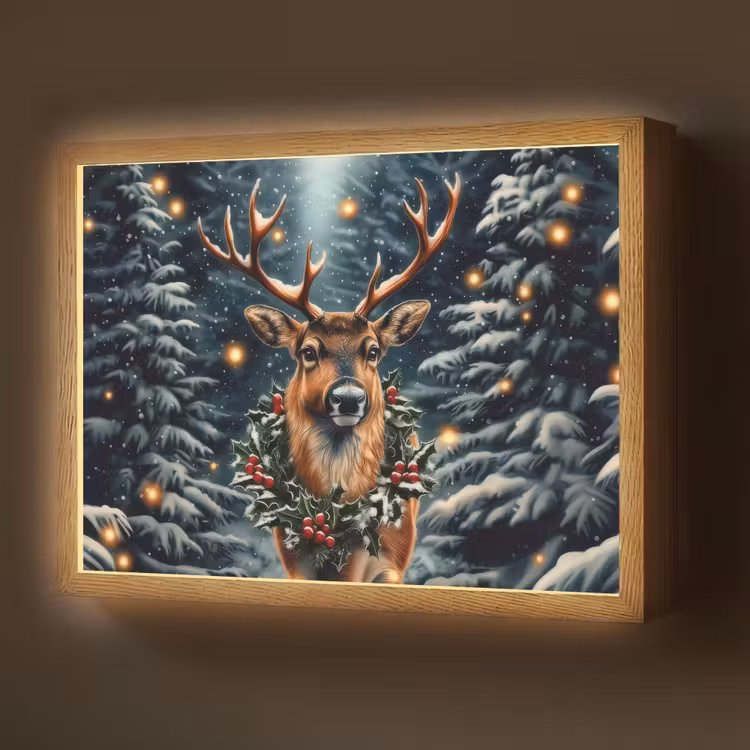 Kerst - Magie - Bos - Kleurrijk Light Box met batterij (Wandlamp) middel -z3d_website