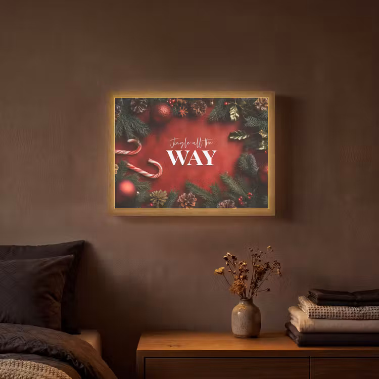 Kerst - Quote - Rood - Kerstballen Light Box met batterij (Wandlamp) middel -sfeer4