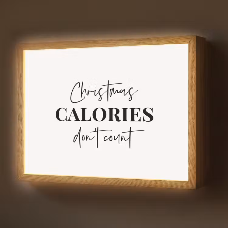 Kerst quote - Winter - Christmas calories - Wit Light Box met batterij (Wandlamp) middel -z3d_website