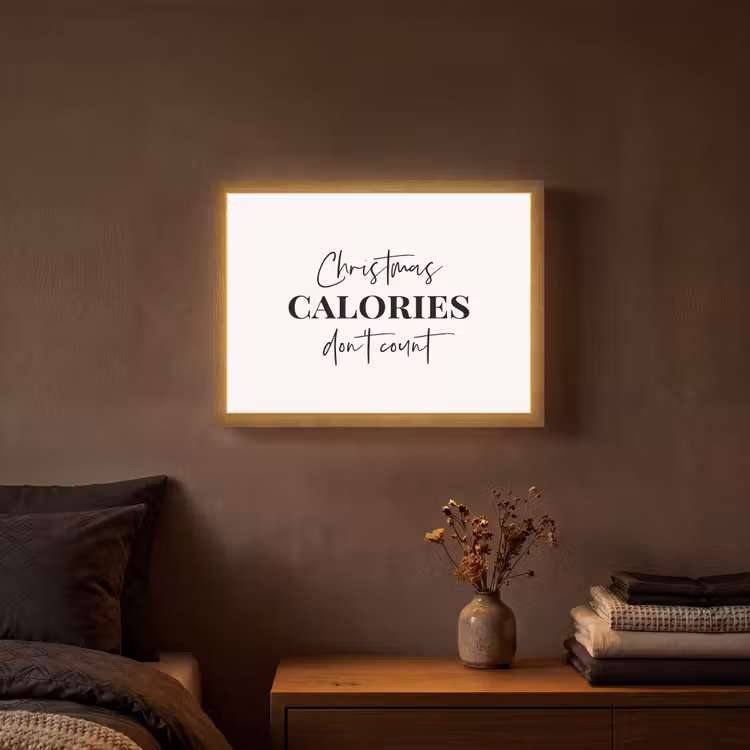 Kerst quote - Winter - Christmas calories - Wit Light Box met batterij (Wandlamp) middel -sfeer4