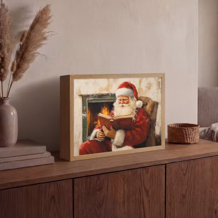 Kerst - Kerstman - Winter - Open Haard Light Box met batterij (Wandlamp) middel -sfeer2