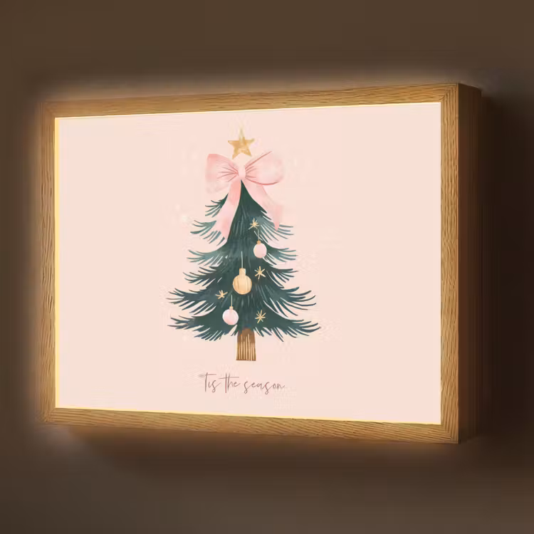 Christmas Season - Kerst - Kerstboom - Roze Light Box met batterij (Wandlamp) middel -z3d_website