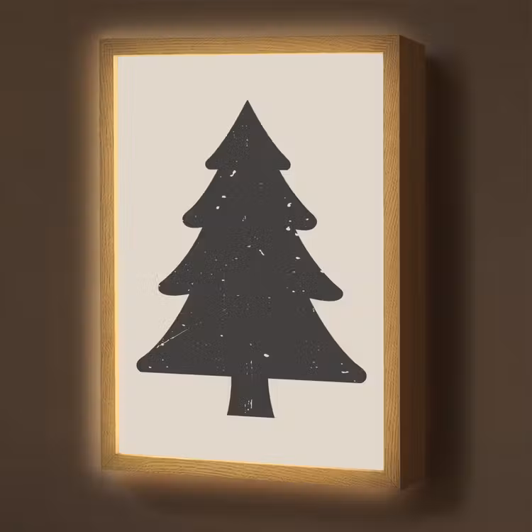 Kerstboom - Zwarte kerstboom - Boom - Japandi Light Box met batterij (Wandlamp) middel -z3d_website