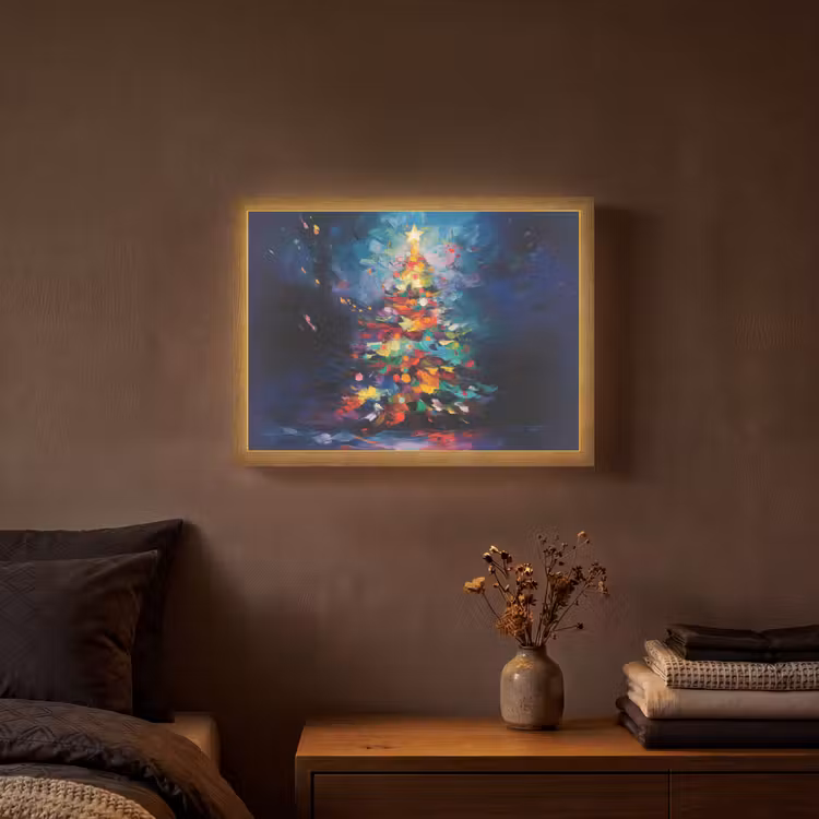Kerstboom - Kerst - Abstract - Kleurrijk Light Box met batterij (Wandlamp) middel -sfeer4