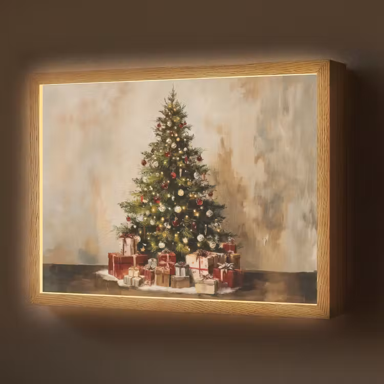 Kerstboom - Versierd - Kleurrijk Light Box met batterij (Wandlamp) middel -z3d_website