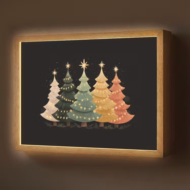 Kerstbomen - Kleurrijk - Lichtjes - Ster Light Box met batterij (Wandlamp) middel -z3d_website
