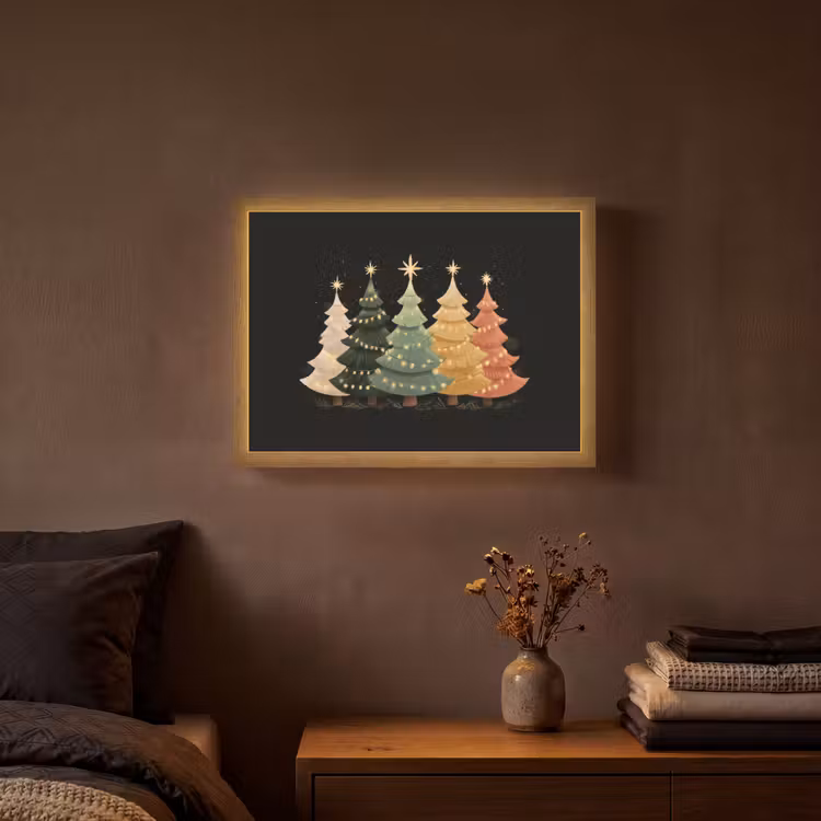 Kerstbomen - Kleurrijk - Lichtjes - Ster Light Box met batterij (Wandlamp) middel -sfeer4