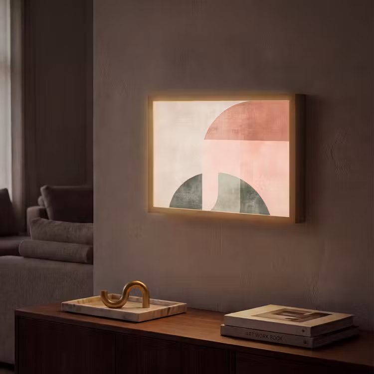 Cirkel - Abstract - Roze Light Box met batterij (Wandlamp) middel -sfeer1