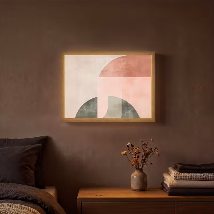 Cirkel - Abstract - Roze Light Box met batterij (Wandlamp) middel -sfeer4