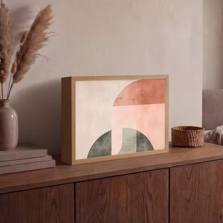 Cirkel - Abstract - Roze Light Box met batterij (Wandlamp) middel -sfeer2