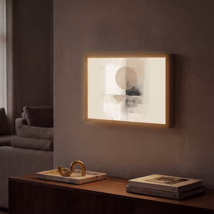 Cirkel - Compositie - Diepte - Beige Light Box met batterij (Wandlamp) middel -sfeer1