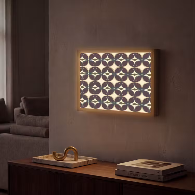 Cirkel - Retro - Kleurrijk Light Box met batterij (Wandlamp) middel 907 -sfeer1
