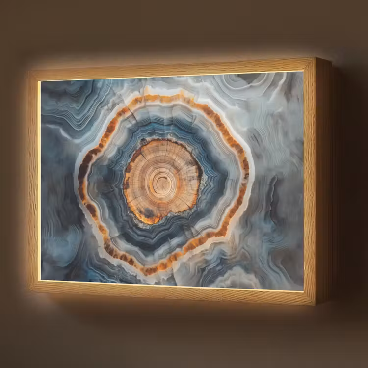 Cirkel - Ringen - Steen - Tinten Light Box met batterij (Wandlamp) middel -z3d_website