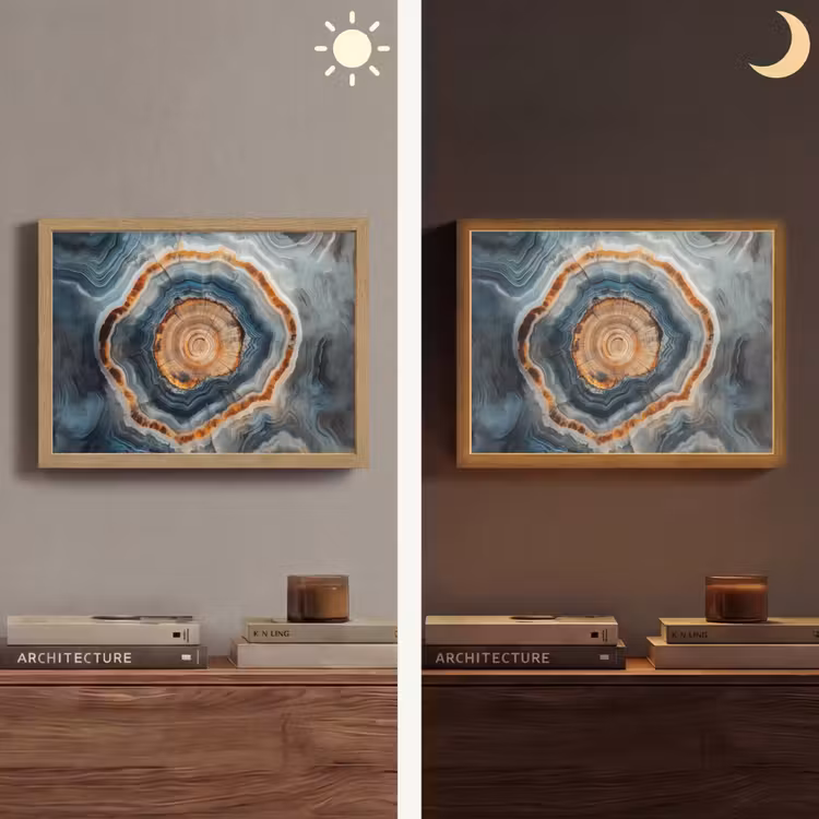 Cirkel - Ringen - Steen - Tinten Light Box met batterij (Wandlamp) middel -sfeer3