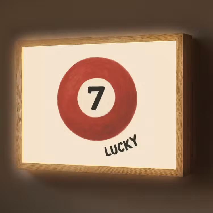 Cirkel - Zeven - Lucky - Rood Light Box met batterij (Wandlamp) middel -z3d_website