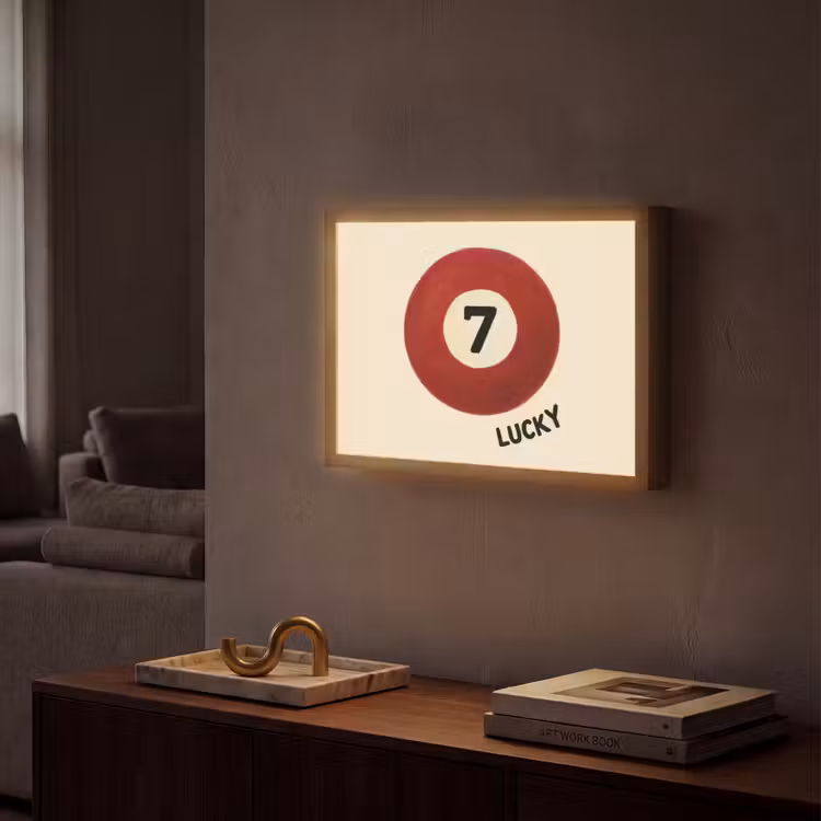Cirkel - Zeven - Lucky - Rood Light Box met batterij (Wandlamp) middel -sfeer1