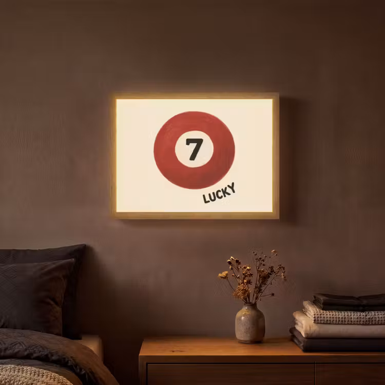 Cirkel - Zeven - Lucky - Rood Light Box met batterij (Wandlamp) middel -sfeer4