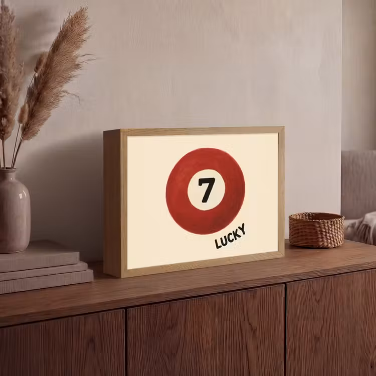 Cirkel - Zeven - Lucky - Rood Light Box met batterij (Wandlamp) middel -sfeer2