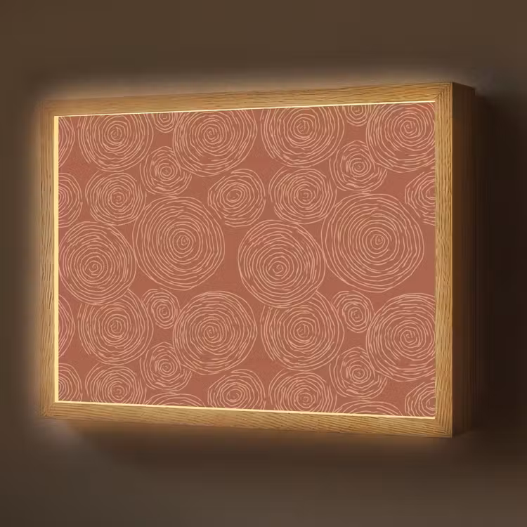 Cirkels - Abstract - Artistiek - Terracotta Light Box met batterij (Wandlamp) middel 907 -z3d_website