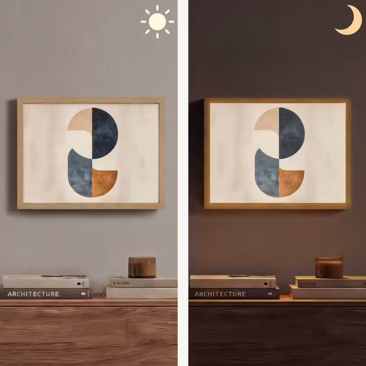 Cirkels - Abstract - Kleurrijk Light Box met batterij (Wandlamp) middel -sfeer3