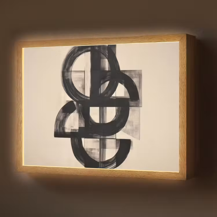 Cirkels - Lijnen - Vormen - Zwart Light Box met batterij (Wandlamp) middel -z3d_website
