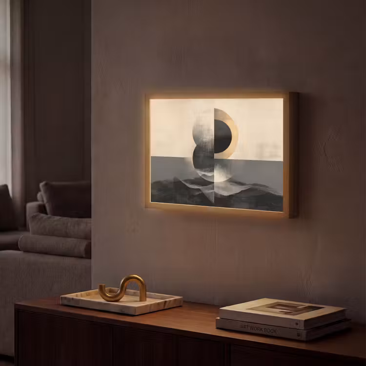 Cirkels - Schaduw - Abstract Light Box met batterij (Wandlamp) middel -sfeer1