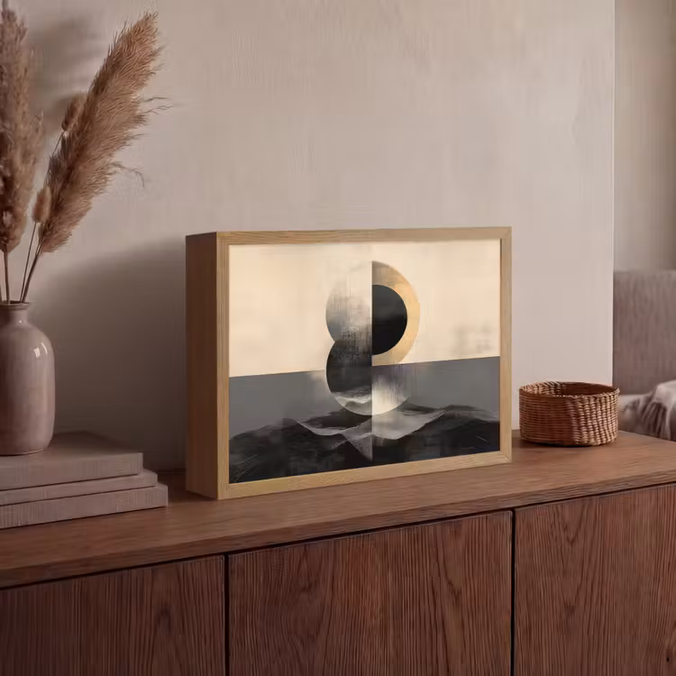 Cirkels - Schaduw - Abstract Light Box met batterij (Wandlamp) middel -sfeer2