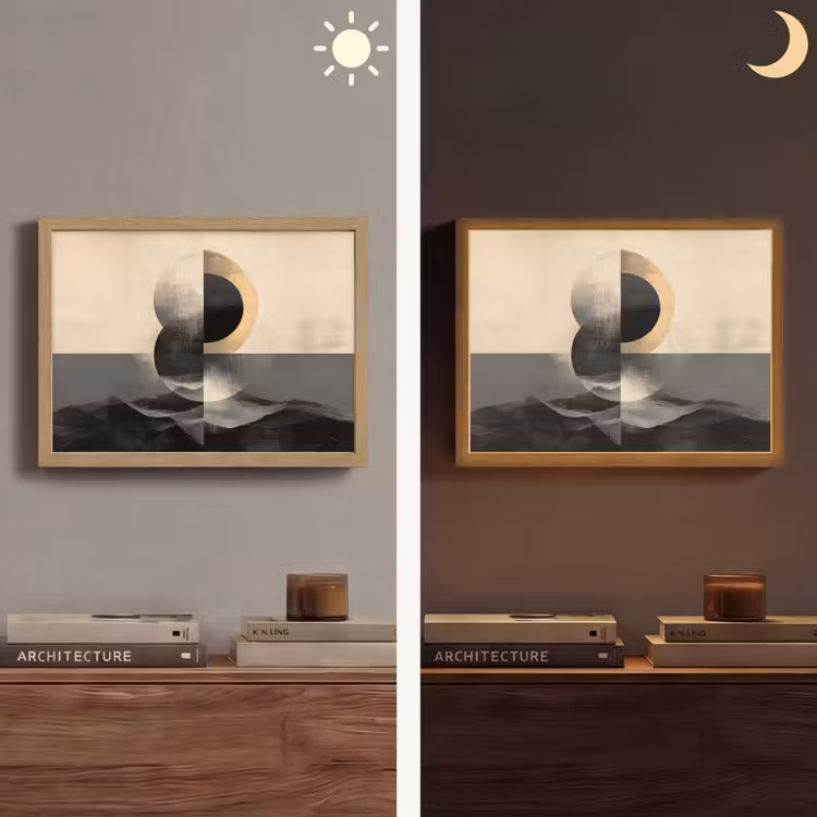 Cirkels - Schaduw - Abstract Light Box met batterij (Wandlamp) middel -sfeer3