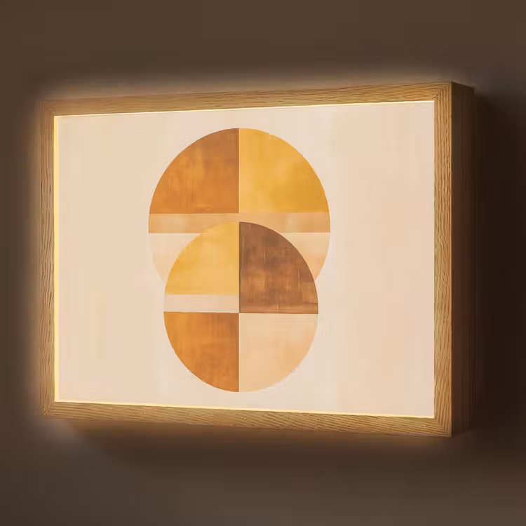 Cirkels - Geel - Minimalistisch Light Box met batterij (Wandlamp) middel -z3d_website