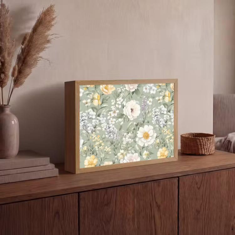 Klassiek - Bloemenpatroon - Kleurrijk Light Box met batterij (Wandlamp) middel 907 -sfeer2
