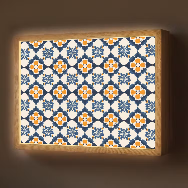Klassiek - Geometrisch - Blauw Light Box met batterij (Wandlamp) middel 907 -z3d_website