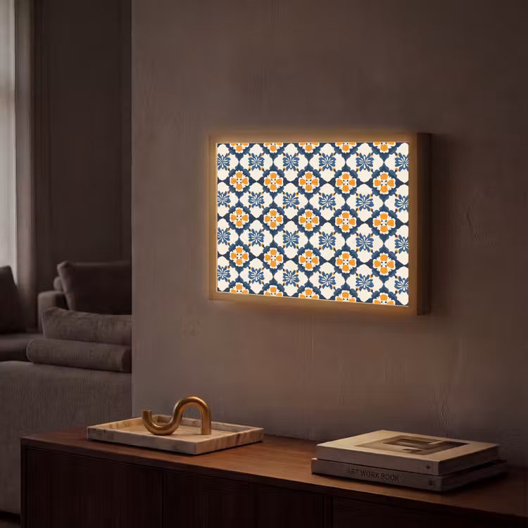 Klassiek - Geometrisch - Blauw Light Box met batterij (Wandlamp) middel 907 -sfeer1