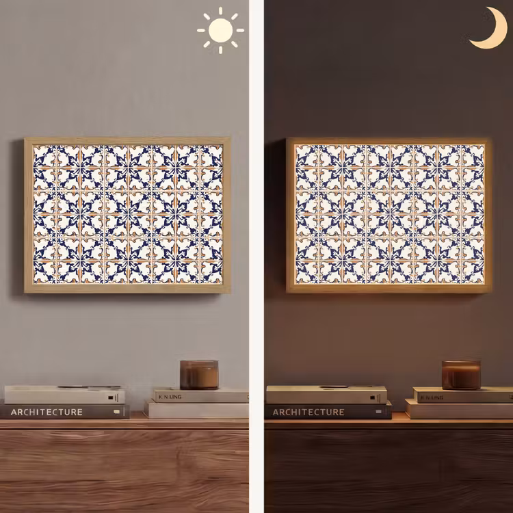 Klassiek - Patroon - Kleurrijk Light Box met batterij (Wandlamp) middel 907 -sfeer3