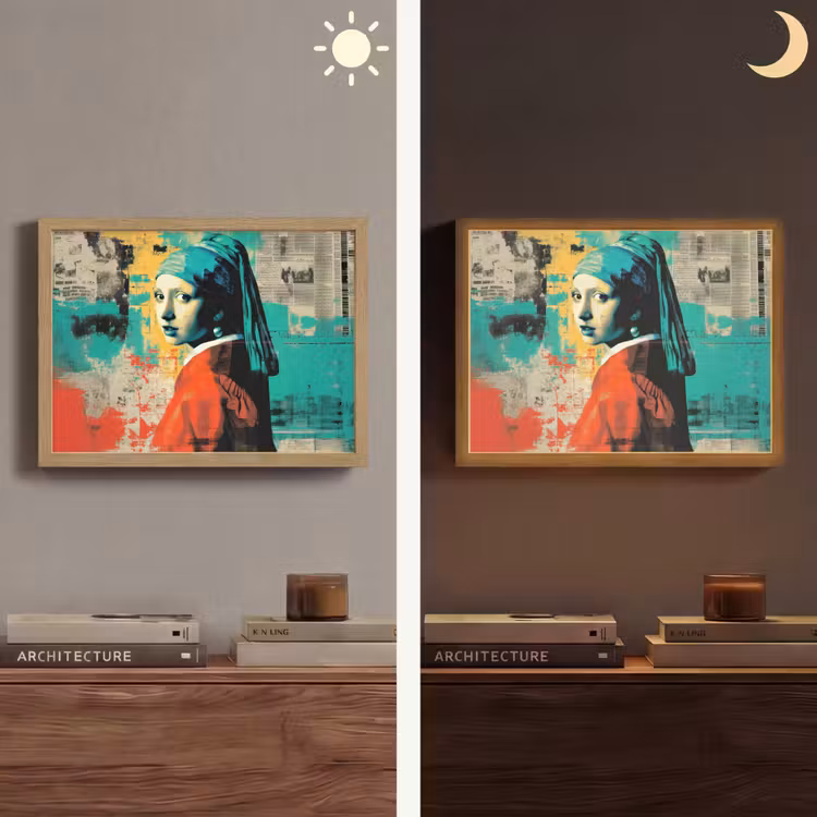 Klassiek - Pareloorbel - Streetartstijl - Kleurrijk Light Box met batterij (Wandlamp) middel -sfeer3