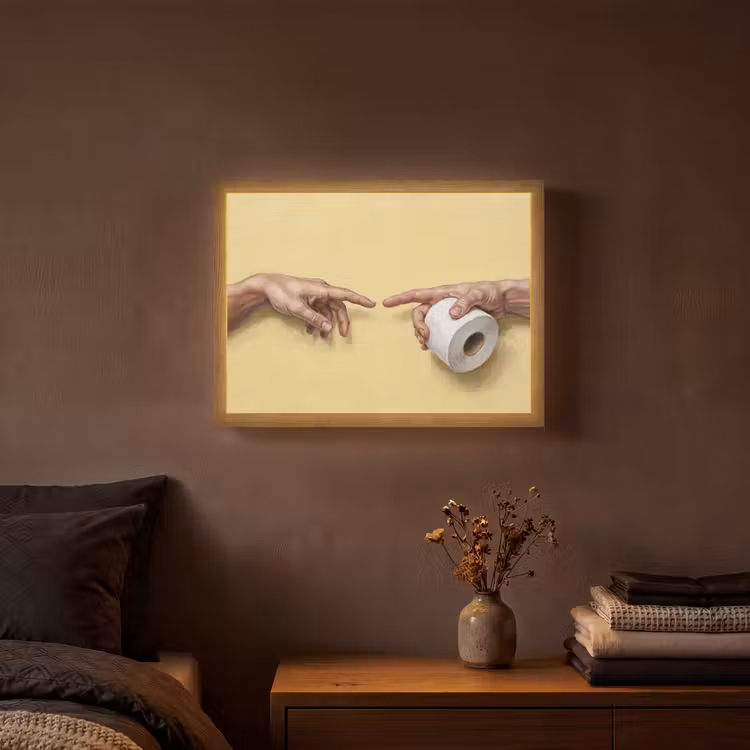 Klassiek - Kunst - Humor Light Box met batterij (Wandlamp) middel -sfeer4