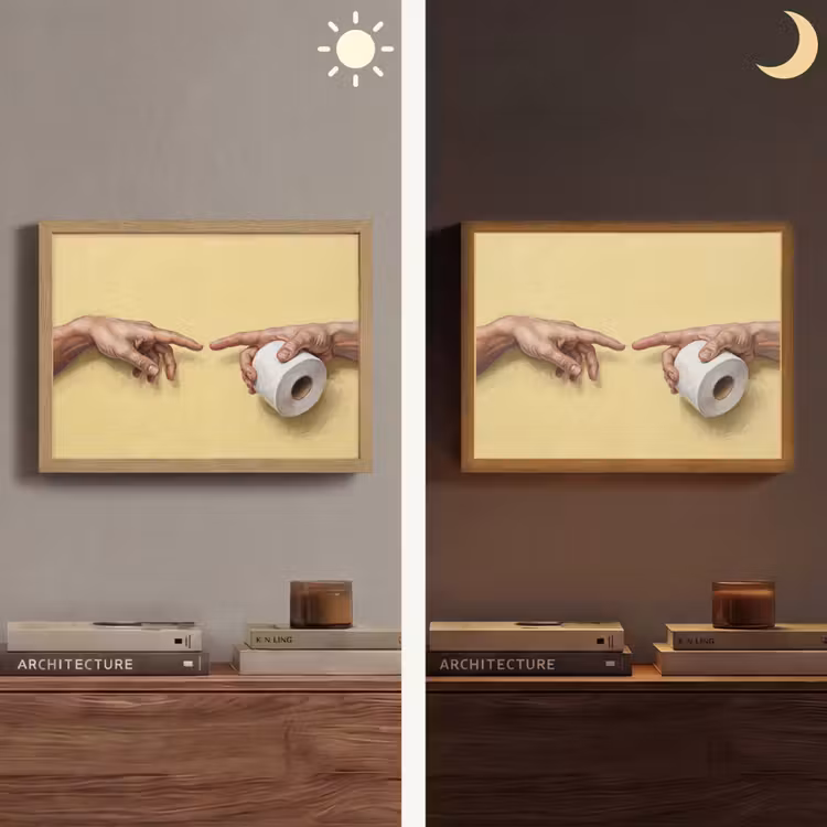 Klassiek - Kunst - Humor Light Box met batterij (Wandlamp) middel -sfeer3
